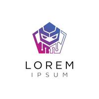 Robot shield color gradation, digital security logo design inspiration vector