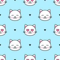 Seamless pattern with white cats and hearts vector