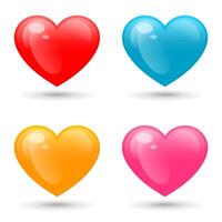 Set of colorful hearts isolated on white background vector