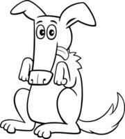 cartoon dog animal character standing and beging coloring page vector