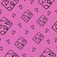 Seamless pattern on pink background with notebooks with hearts vector