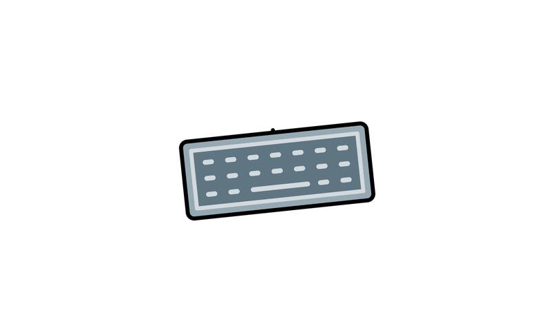 Keyboard animation with black wire and gray keys, suitable for ...