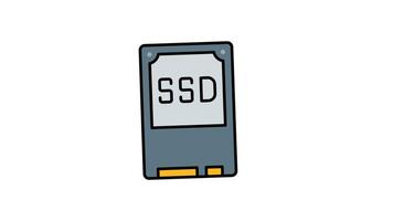 Solid state drive animation with gold connector is perfect for technology blogs, websites, or promotional material for electronic devices. Suitable for tech related designs video