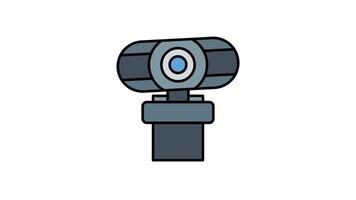 Animated webcam equipped with a lens and stand suitable for virtual meetings, online classes, conferencing, live streaming, and content creation. video