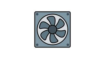 Cooler fan animation in a gray square housing, ideal for industrial, technology, or appliance themed design projects. Cool and modern aesthetic video