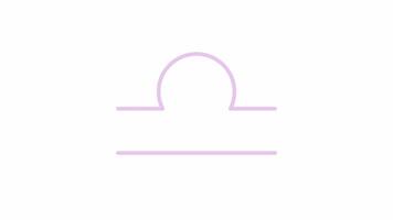 Libra zodiac sign 2D object animation. Minimalist horoscope element with thin lines cartoon 4K , alpha channel. Horoscope mystery symbol style animated flat item on white background video