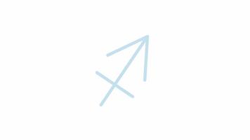 Sagittarius zodiac sign 2D object animation. Arrow shaped astrological symbol cartoon 4K , alpha channel. Esoteric practice abstract element design animated flat item on white background video