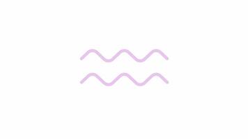 Aquarius astrological sign 2D object animation. Minimalist zodiac symbol with waves cartoon 4K , alpha channel. Air category of magical horoscope element animated flat item on white background video