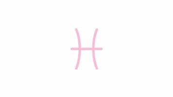 Pisces zodiac sign 2D object animation. Minimalist horoscope graphical symbol cartoon 4K , alpha channel. Fortune telling with astrological knowledge animated flat item on white background video