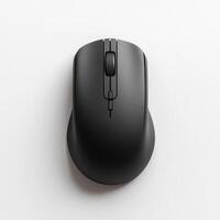 perfect black computer mouse on white background photo