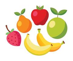 set of fruits and berries icon vector
