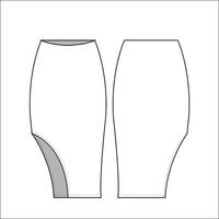 Asymmetric Pencil Skirt Design with Side Panel Detail Sketch Template vector