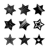 Collection of illustrations of stars with various shapes isolated on white background vector