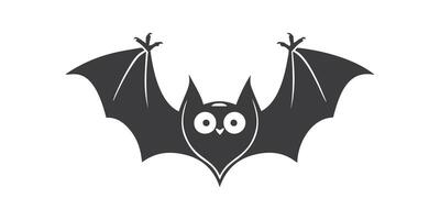 black silhouette of a bat with wide spread wings on a white background vector