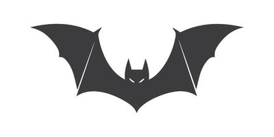 black silhouette of a bat with wide spread wings on a white background vector