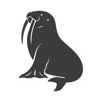 Black silhouette illustration of a walrus vector