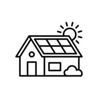 Icon of an ecologically friendly house with a solar panel roof as an energy source vector