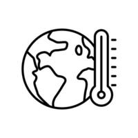 Earth temperature icon with a thermometer as a sign of global warming vector