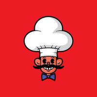 male chef character symbol with mustache vector