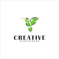 Abstract bird with leaf logo design vector