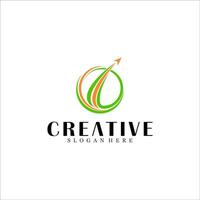 Abstract circle with arrow logo design vector