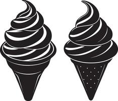 ice cream cones black and white illustration vector