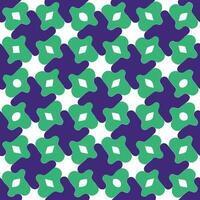This vibrant, abstract geometric pattern features interlocking shapes in teal and indigo hues on a white background. vector