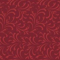 Seamless Decorative Floral Swirl Pattern On Red Background vector