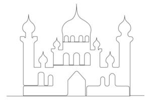 Simple one line mosque drawing for Ramadan vector