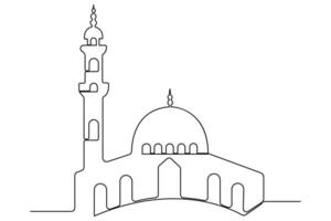 Continuous line art of mosque for Ramadan celebrations vector
