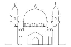 One line mosque design for Ramadan holiday vector