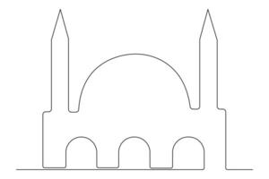 Ramadan mosque continuous outline drawing vector