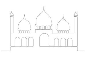 Elegant mosque continuous line art for Ramadan vector