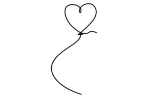 Minimalist continuous line drawing of a heart balloon outline designs vector
