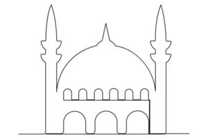 Minimalist mosque line art illustration for Ramadan vector