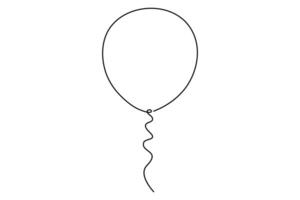 Elegant one line balloon outline drawing for stylish party and event design elements vector