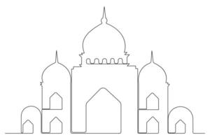 One line drawing of mosque silhouette for Ramadan vector