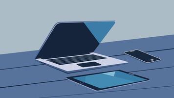 Laptop and smartphone on the table illustration in flat style vector