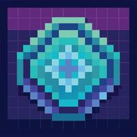Pixelated teal gem in a futuristic grid setting. vector