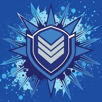 Stylish Blue Shield Emblem with a Modern Design. vector