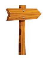 Wooden arrow signpost pointing right with simple structure. Cartoon illustration vector