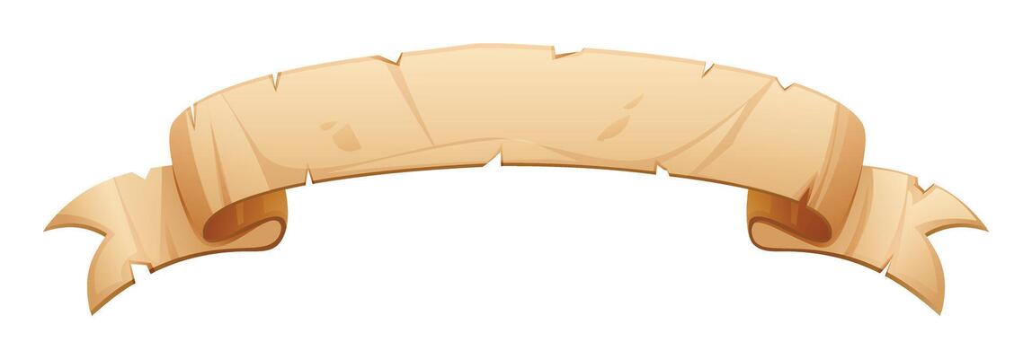 Parchment scroll banner, blank vintage paper in ribbon style, empty space for text