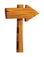 Wooden arrow direction signpost pointing right with simple rustic design. Cartoon illustration vector