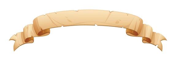 Parchment scroll banner, blank vintage paper in ribbon style, empty space for text. Cartoon illustration vector
