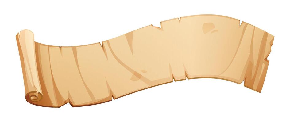 Parchment scroll banner with rolled ends, for text or decoration purposes. Cartoon illustration