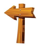 Wooden arrow direction signpost pointing left with simple rustic design. Cartoon illustration vector