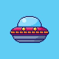 Pixel art Ufo Spaceship game asset design vector