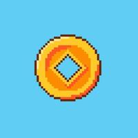 Pixel art Chinese Gold Coin game asset design vector