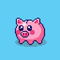 Pixel art Piggy Bank game asset design vector