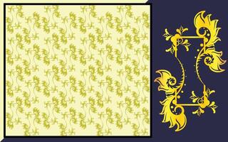 a set of two different patterns with gold and yellow flowers vector